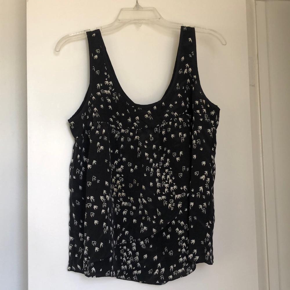 Love21 Baby Doll Black Top with Bird Print